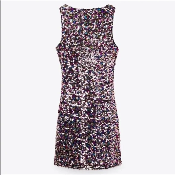NWT ZARA PINK SHORT SEQUIN DRESS - Picture 14 of 15
